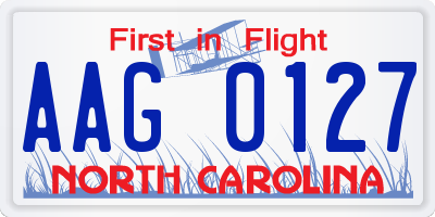 NC license plate AAG0127