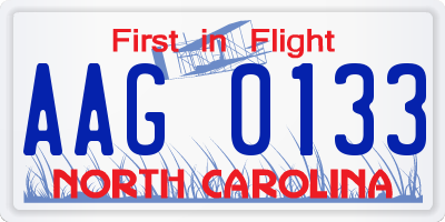 NC license plate AAG0133