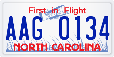 NC license plate AAG0134
