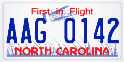 NC license plate AAG0142