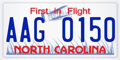 NC license plate AAG0150