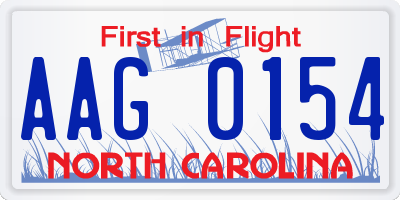 NC license plate AAG0154