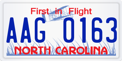 NC license plate AAG0163