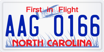 NC license plate AAG0166