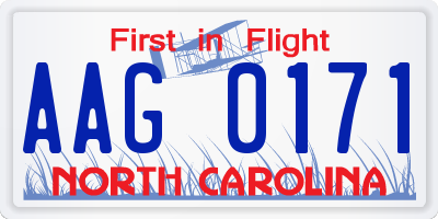 NC license plate AAG0171