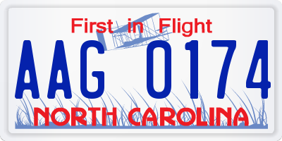 NC license plate AAG0174