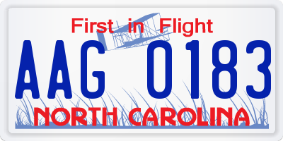 NC license plate AAG0183