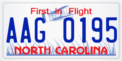 NC license plate AAG0195