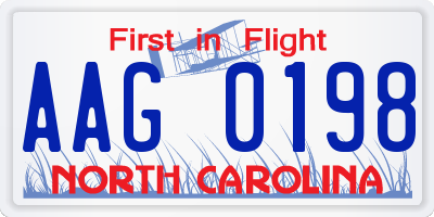 NC license plate AAG0198