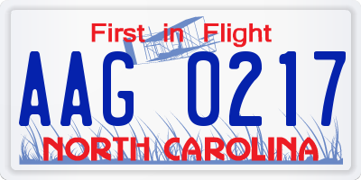 NC license plate AAG0217