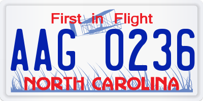 NC license plate AAG0236