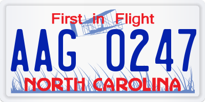 NC license plate AAG0247