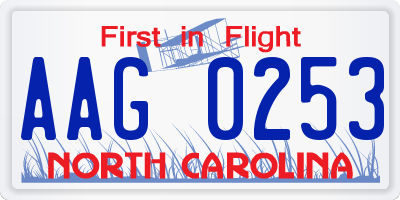NC license plate AAG0253