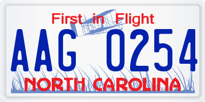 NC license plate AAG0254