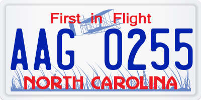NC license plate AAG0255