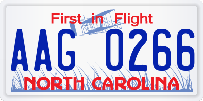 NC license plate AAG0266