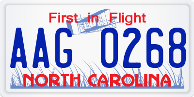 NC license plate AAG0268