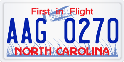 NC license plate AAG0270