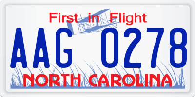 NC license plate AAG0278