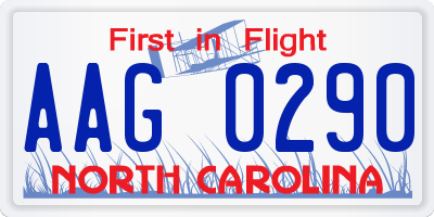 NC license plate AAG0290