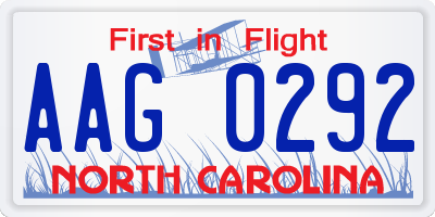 NC license plate AAG0292