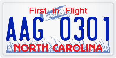 NC license plate AAG0301