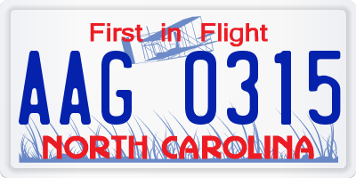 NC license plate AAG0315