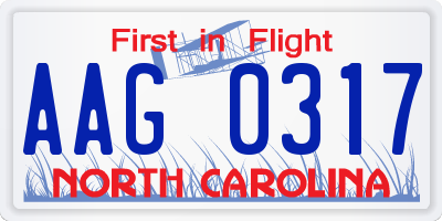 NC license plate AAG0317