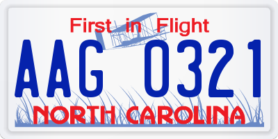 NC license plate AAG0321