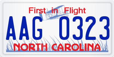 NC license plate AAG0323