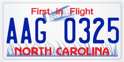 NC license plate AAG0325