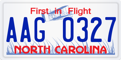 NC license plate AAG0327
