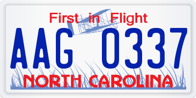 NC license plate AAG0337
