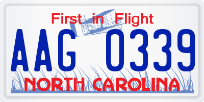 NC license plate AAG0339