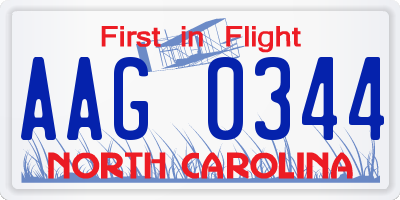 NC license plate AAG0344