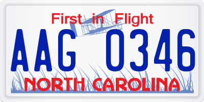 NC license plate AAG0346