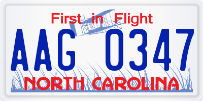 NC license plate AAG0347