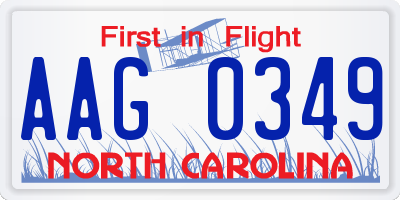 NC license plate AAG0349