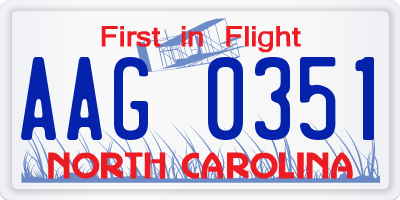 NC license plate AAG0351