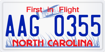 NC license plate AAG0355