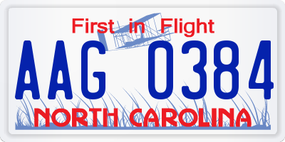NC license plate AAG0384