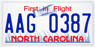 NC license plate AAG0387