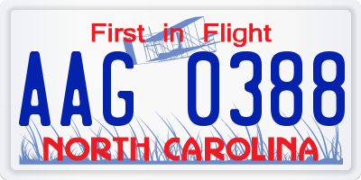 NC license plate AAG0388