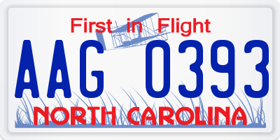 NC license plate AAG0393