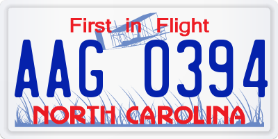 NC license plate AAG0394