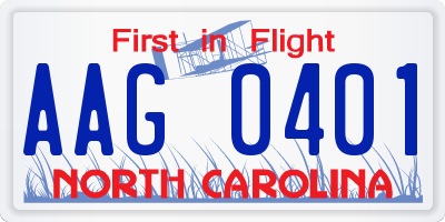 NC license plate AAG0401