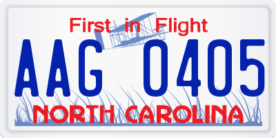 NC license plate AAG0405