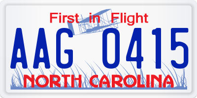 NC license plate AAG0415
