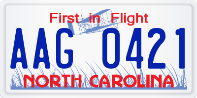 NC license plate AAG0421