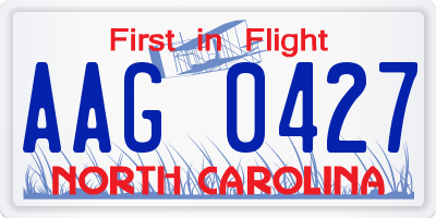 NC license plate AAG0427